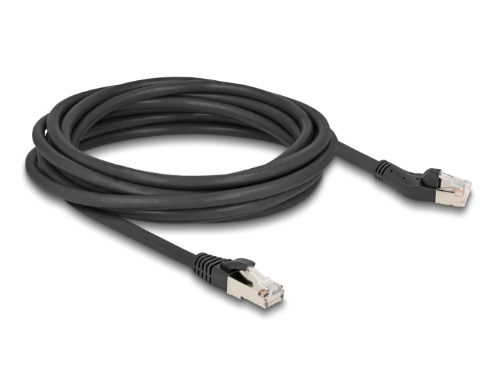 Delock RJ45 Netzwerkkabel Cat.8.1 S/FTP Stecker 45° nach links gewinkelt zu Stecker gerade bis 40 Gbps 5 m schwarz
