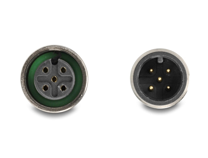Delock D-Sub 9 Stecker und Buchse zu M12 Stecker und Buchse A-kodiert 5 pin CAN Bus Verteiler 35° orange
