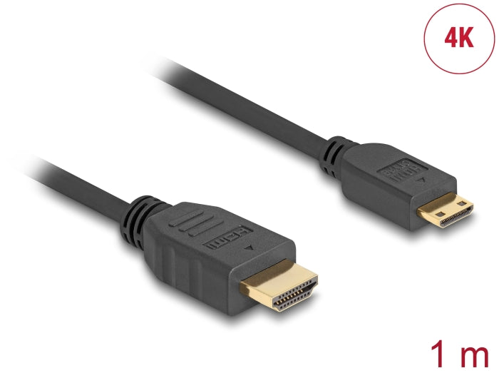 Delock Kabel High Speed HDMI mit Ethernet - HDMI-A Stecker > HDMI Mini-C Stecker 4K 1 m Slim