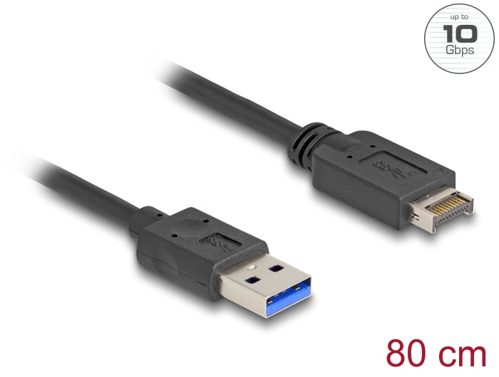 Delock USB 10 Gbps Kabel USB Typ-E Key A 20 Pin Stecker zu USB Typ-A Stecker 80 cm