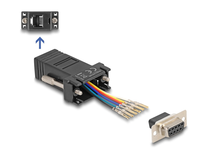 Delock D-Sub 9 Pin Buchse zu RJ12 Buchse Montagesatz schwarz