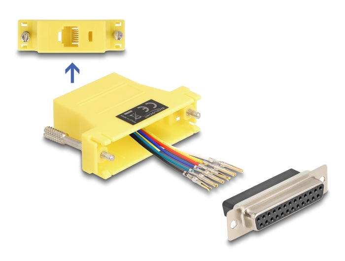 Delock D-Sub 25 Pin Buchse zu RJ12 Buchse Montagesatz gelb