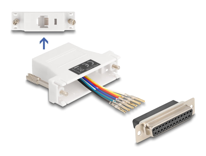 Delock D-Sub 25 Pin Buchse zu RJ12 Buchse Montagesatz weiß