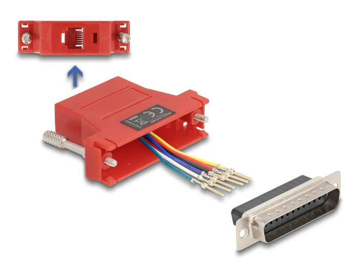 Delock D-Sub 25 Pin Stecker zu RJ12 Buchse Montagesatz rot