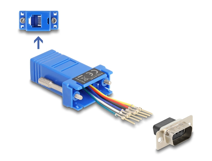 Delock D-Sub 9 Pin Stecker zu RJ12 Buchse Montagesatz blau