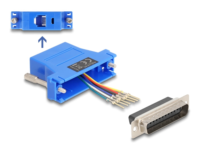 Delock D-Sub 25 Pin Stecker zu RJ12 Buchse Montagesatz blau
