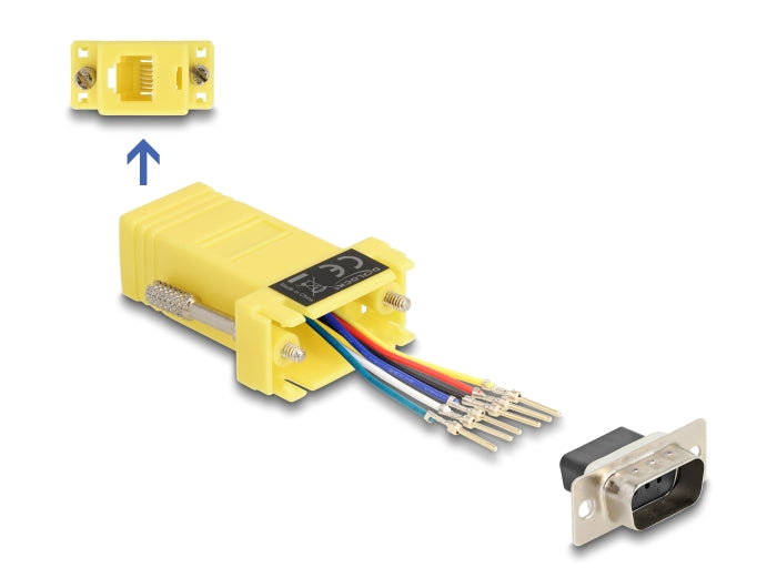 Delock D-Sub 9 Pin Stecker zu RJ12 Buchse Montagesatz gelb