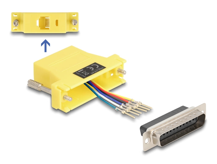 Delock D-Sub 25 Pin Stecker zu RJ12 Buchse Montagesatz gelb