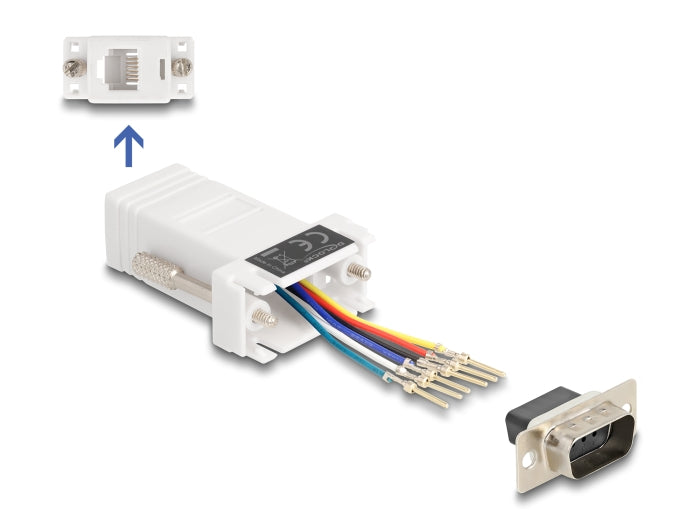 Delock D-Sub 9 Pin Stecker zu RJ12 Buchse Montagesatz weiß