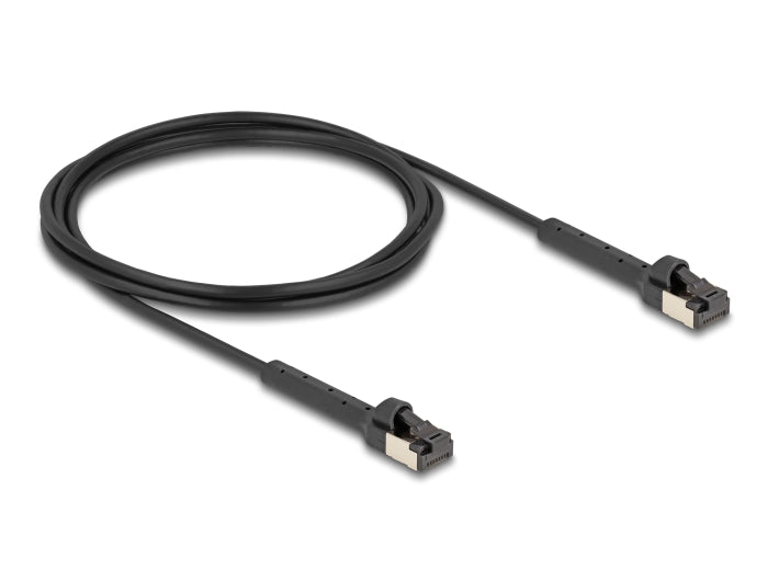 Delock RJ45 Slim Netzwerkkabel Cat.8.1 U/FTP winkelbar bis 40 Gbps schwarz 2 m