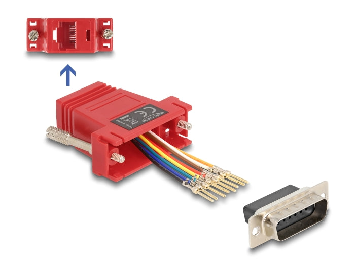 Delock D-Sub 15 Pin Stecker zu RJ45 Buchse Montagesatz rot
