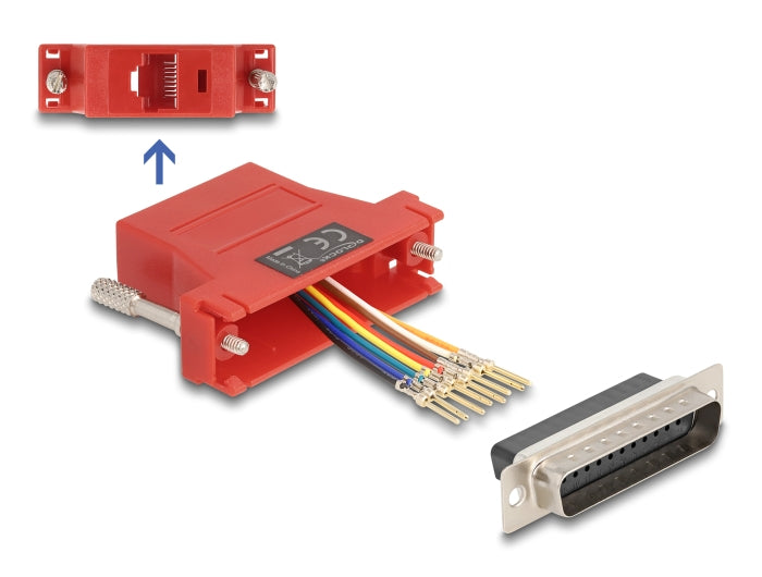 Delock D-Sub 25 Pin Stecker zu RJ45 Buchse Montagesatz rot