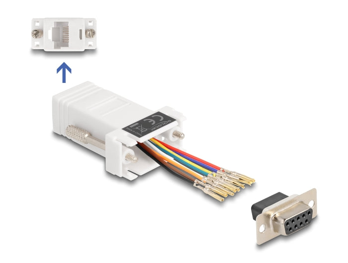 Delock D-Sub 9 Pin Buchse zu RJ45 Buchse Montagesatz weiß