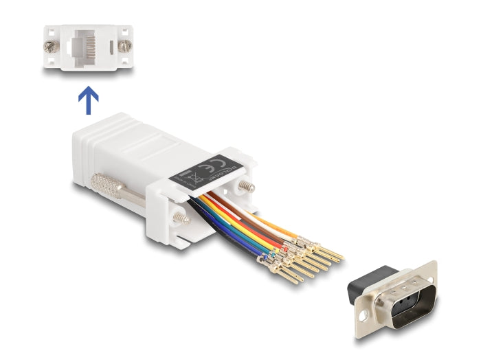 Delock D-Sub 9 Pin Stecker zu RJ45 Buchse Montagesatz weiß