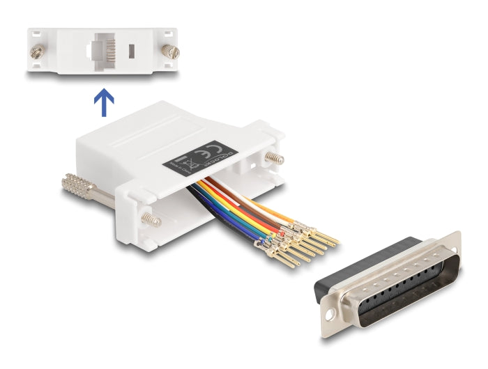 Delock D-Sub 25 Pin Stecker zu RJ45 Buchse Montagesatz weiß
