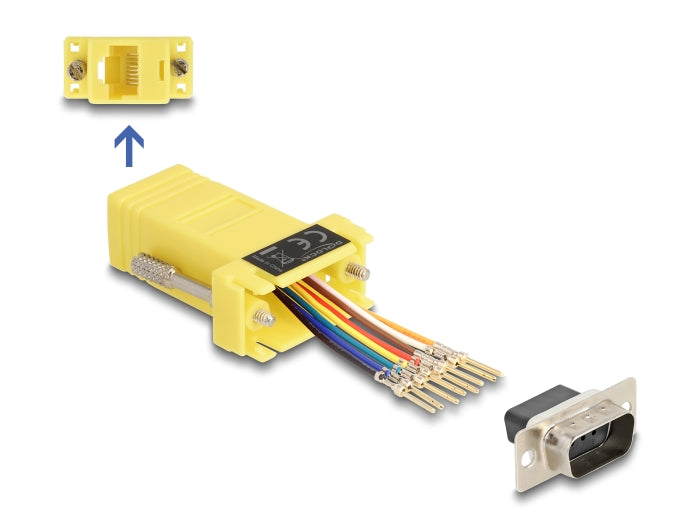 Delock D-Sub 9 Pin Stecker zu RJ45 Buchse Montagesatz gelb