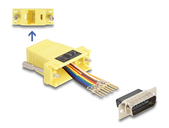 Delock D-Sub 15 Pin Stecker zu RJ45 Buchse Montagesatz gelb