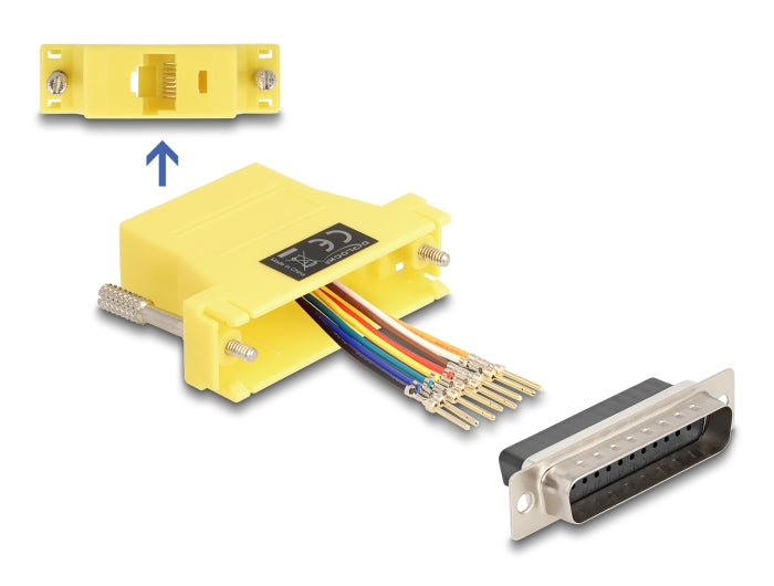 Delock D-Sub 25 Pin Stecker zu RJ45 Buchse Montagesatz gelb