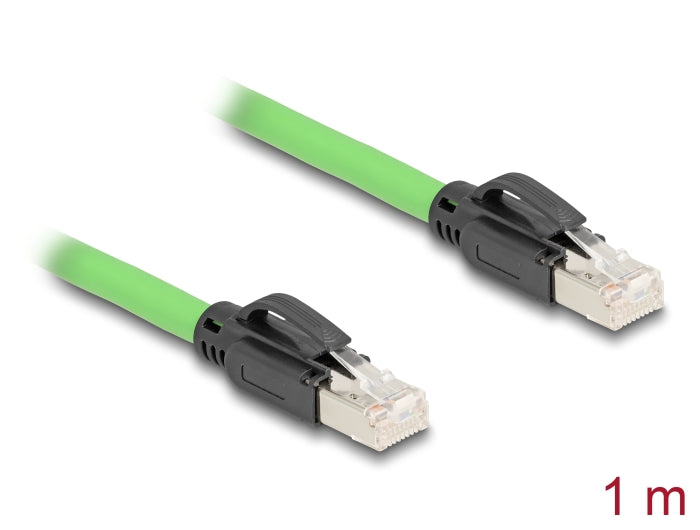 Delock RJ45 Netzwerkkabel Cat.6A Stecker zu Stecker SF/UTP schleppkettentauglich PUR (TPU) 1 m grün