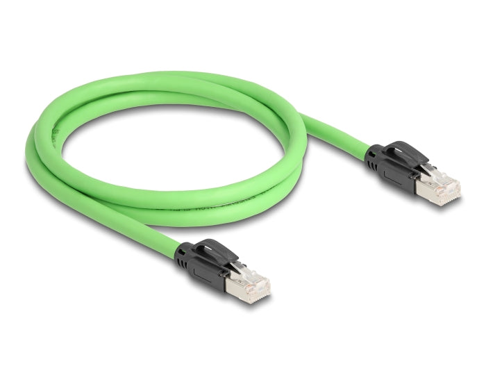 Delock RJ45 Netzwerkkabel Cat.6A Stecker zu Stecker SF/UTP schleppkettentauglich PUR (TPU) 1 m grün