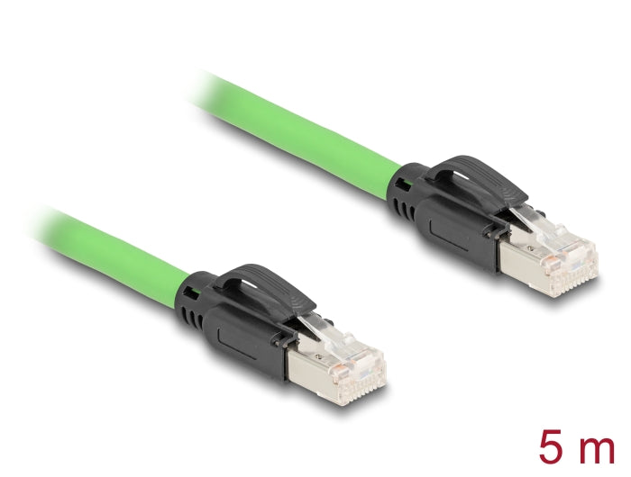 Delock RJ45 Netzwerkkabel Cat.6A Stecker zu Stecker SF/UTP schleppkettentauglich PUR (TPU) 5 m grün