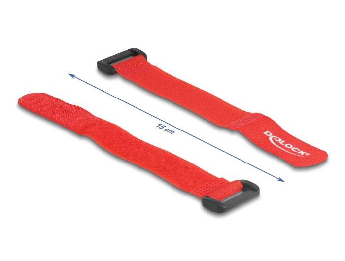 Delock Klett-Kabelbinder mit Schlaufe L 150 x B 20 mm rot 5 Stück