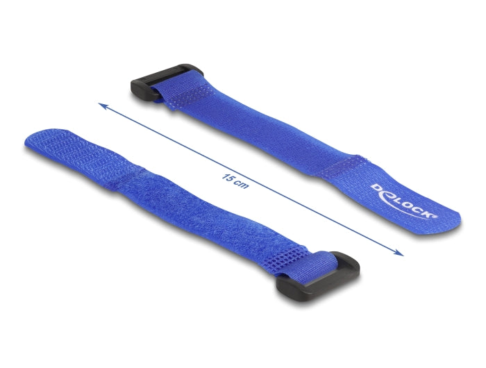 Delock Klett-Kabelbinder mit Schlaufe L 150 x B 20 mm blau 5 Stück