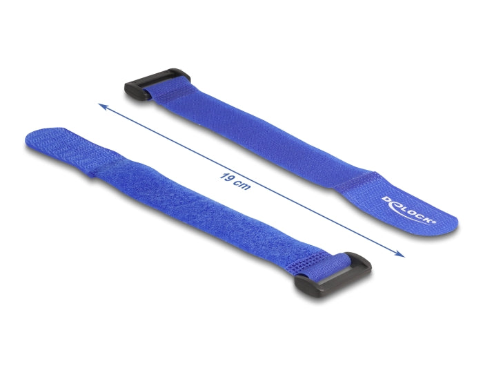 Delock Klett-Kabelbinder mit Schlaufe L 190 x B 25 mm blau 5 Stück
