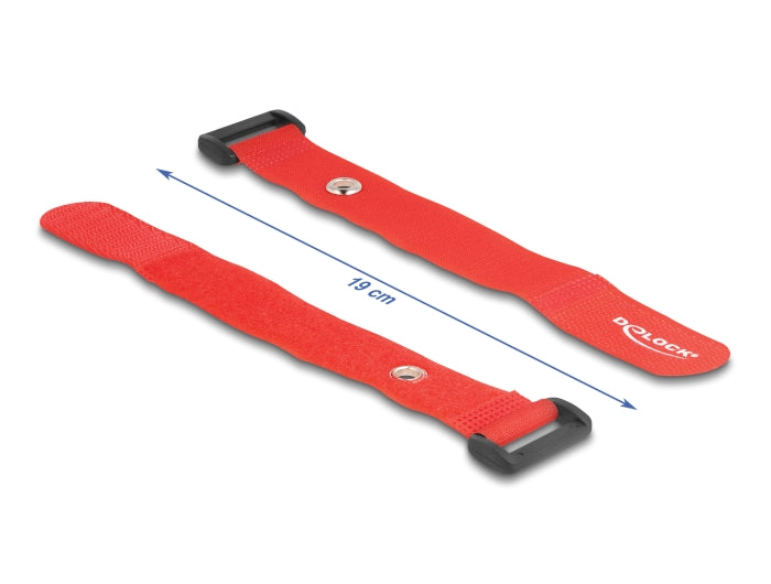Delock Klett-Kabelbinder mit Schlaufe und Befestigungsöse L 190 x B 25 mm rot 5 Stück