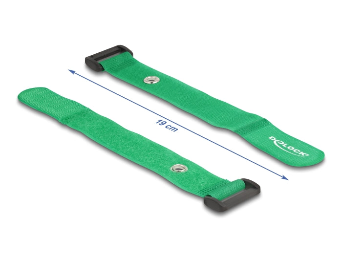 Delock Klett-Kabelbinder mit Schlaufe und Befestigungsöse L 190 x B 25 mm grün 5 Stück