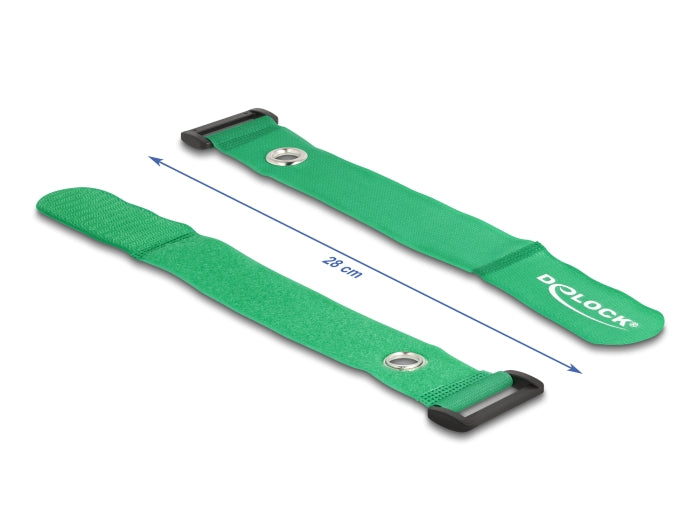Delock Klett-Kabelbinder mit Schlaufe und Befestigungsöse L 280 x B 38 mm grün 3 Stück