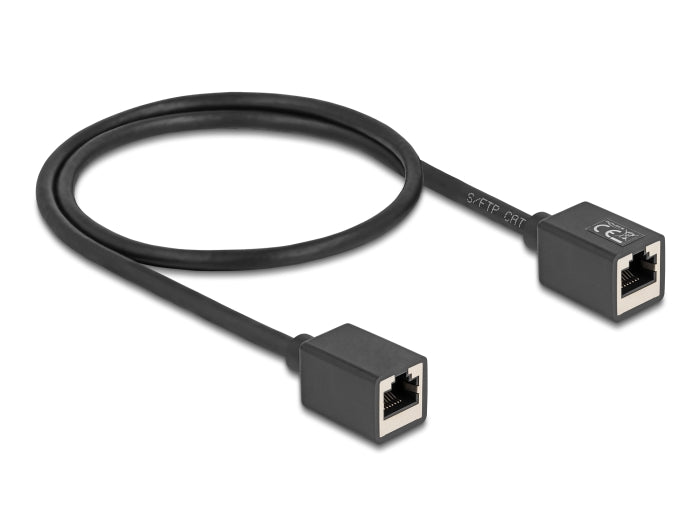 Delock Netzwerk Verlängerungskabel Kupplung RJ45 Buchse zu RJ45 Buchse Cat.6A S/FTP 0,5 m schwarz
