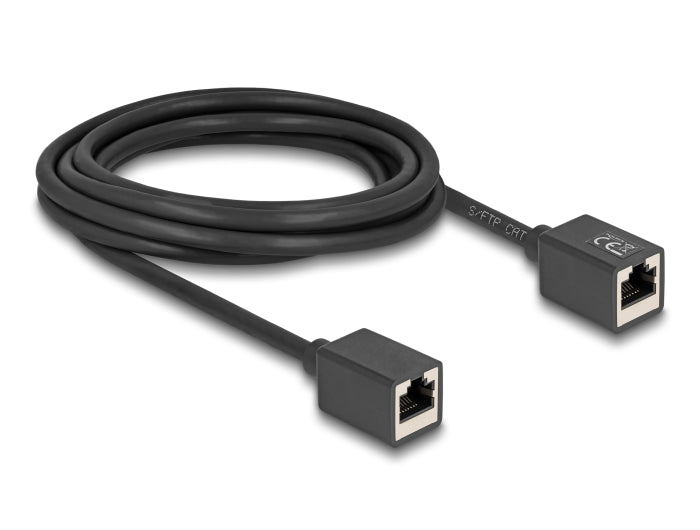 Delock Netzwerk Verlängerungskabel Kupplung RJ45 Buchse zu RJ45 Buchse Cat.6A S/FTP 3 m schwarz
