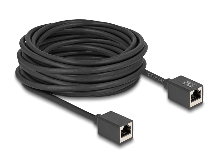 Delock Netzwerk Verlängerungskabel RJ45 Kupplung Buchse zu RJ45 Buchse Cat.6A S/FTP 10 m schwarz