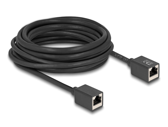 Delock Netzwerk Verlängerungskabel Kupplung RJ45 Buchse zu RJ45 Buchse Cat.6A S/FTP 7,5 m schwarz