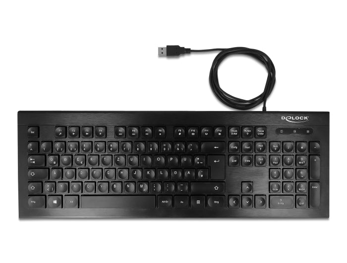 Delock USB Tastatur kabelgebunden 1,5 m schwarz (Water-Drop)