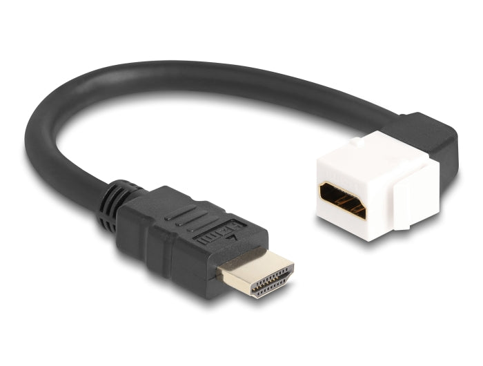 Delock Keystone Modul Kabel HDMI Stecker zu Buchse 90° gewinkelt 8K 60 Hz 20 cm schwarz
