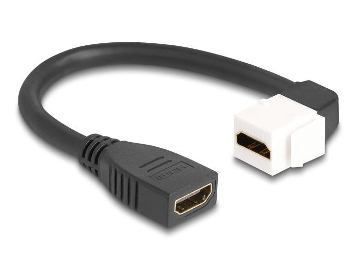 Delock Keystone Modul Kabel HDMI Buchse zu Buchse 90° gewinkelt 8K 60 Hz 20 cm schwarz