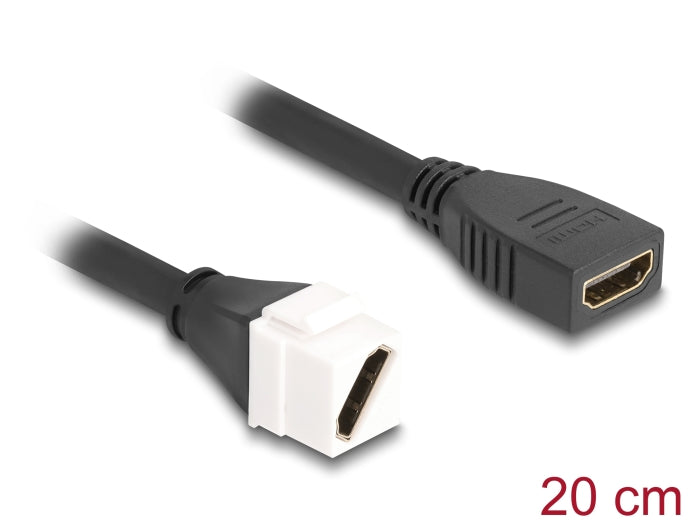 Delock Keystone Modul Kabel HDMI Buchse zu Buchse diagonal 8K 60 Hz 20 cm schwarz