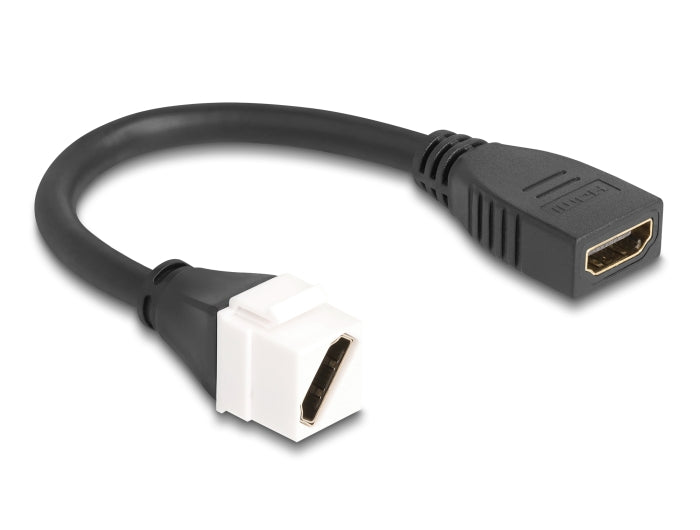 Delock Keystone Modul Kabel HDMI Buchse zu Buchse diagonal 8K 60 Hz 20 cm schwarz