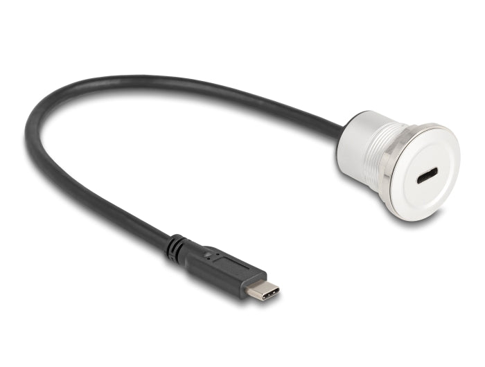 Delock USB 10 Gbps Type-C™ Einbaubuchse mit Kabelpeitsche Stecker 30 cm Aluminium