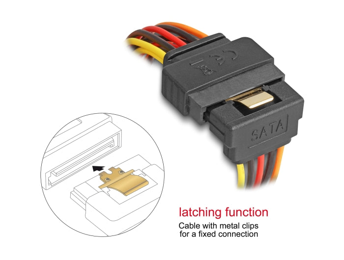 Delock Kabel SATA 15 Pin Strom Stecker mit Einrastfunktion > 2 x SATA 15 Pin Strom Buchse 15 cm