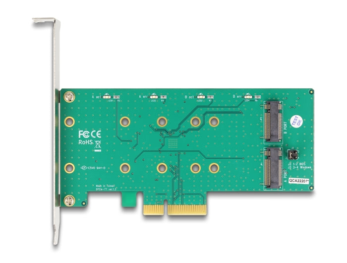 Delock PCI Express x4 Karte > 2 x intern M.2 Key B mit RAID - Low Profile Form Faktor