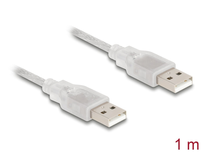 Delock Kabel USB 2.0 Typ-A Stecker > USB 2.0 Typ-A Stecker 1 m transparent