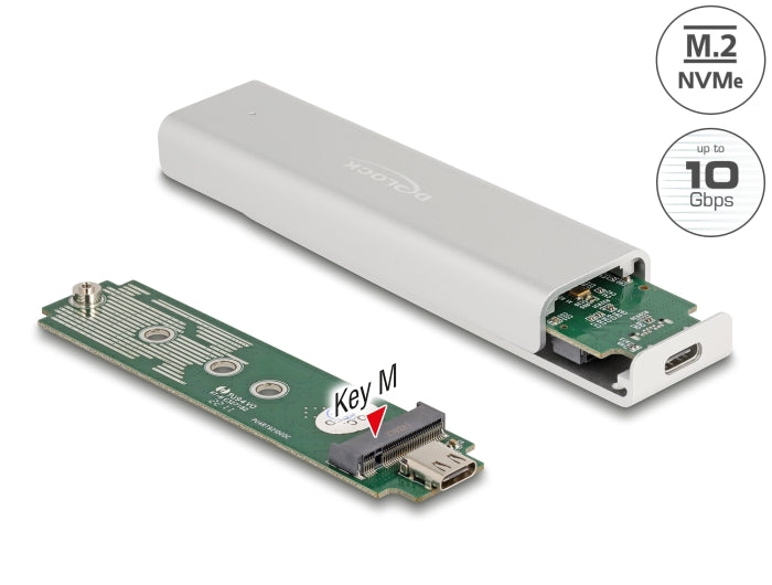 Delock Externes Gehäuse für M.2 NVMe PCIe SSD mit SuperSpeed USB 10 Gbps (USB 3.2 Gen 2) USB Type-C™ Buchse