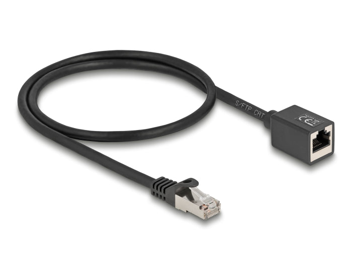 Delock Netzwerk Verlängerungskabel RJ45 Stecker zu RJ45 Buchse Cat.6A S/FTP 0,5 m schwarz