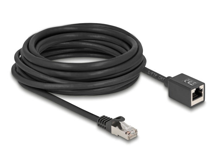 Delock Netzwerk Verlängerungskabel RJ45 Stecker zu RJ45 Buchse Cat.6A S/FTP 7,5 m schwarz