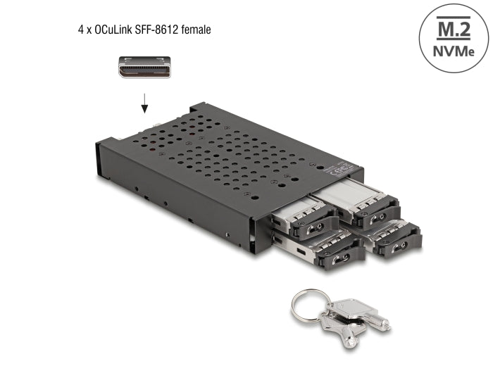 Delock 3.5″ Wechselrahmen für 4 x M.2 NVMe SSD mit OcuLink SFF-8612 Anschluss