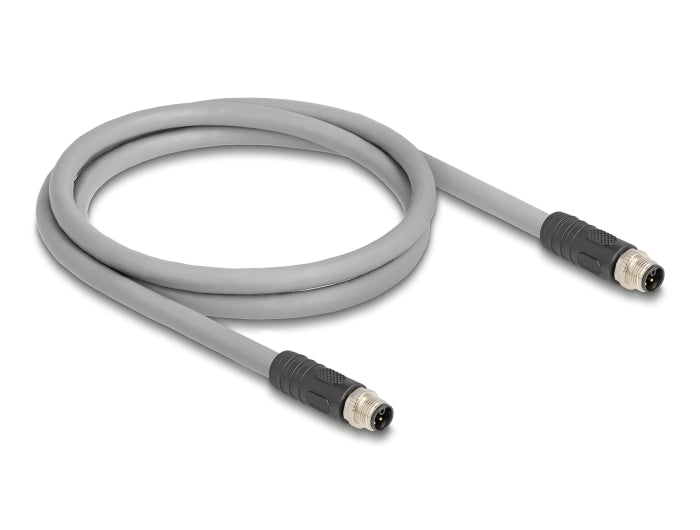 Delock M12 Kabel L-kodiert 5 Pin Stecker zu Stecker PUR schleppkettentauglich 1 m grau