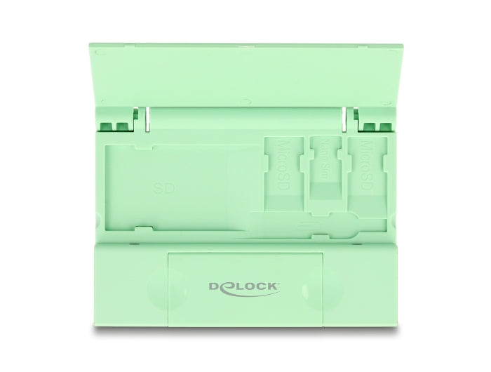 Delock Card Reader USB 5 Gbps USB Type-C™ / Typ-A für SD und Micro SD Speicherkarten mit praktischem Speicherkarten Etui - mint